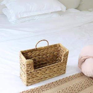 Panier suspendu en jacinthe d'eau avec poignée, paniers muraux tressés pour rangement, panier de porte d'entrée en osier, organisateur mural - Product Image 2