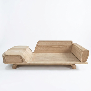 Canapé-lit semi-circulaire rembourré de style nordique en chêne moderne avec accoudoirs rembourrés de MT Furniture pour salon et hôtel - Product Image 1