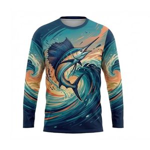 เสื้อตกปลาผู้ชายแบบกำหนดเอง UPF 50 ป้องกันแบคทีเรีย ระบายอากาศได้ดี ผ้ายืดสแปนเด็กซ์/โพลีเอสเตอร์ แห้งเร็ว แบบสวมหัว OEM/ODM มีตัวอย่างฟรี - Product Image 1