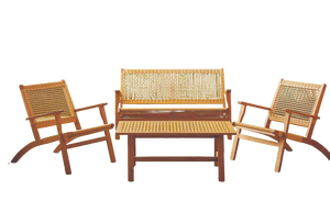 Conjunto de Sofás para Exteriores |   Marco de Madera de Acacia Maciza y Respaldo de Ratán Tejido |   Muebles de Lujo para Jardín, Patio, Balcón y Resort - Product Image 4