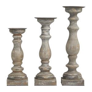 Juego de portavelas de madera tallada a mano, 3 candelabros de madera maciza, soporte en forma hexagonal, decoración del hogar, decoración de Navidad - Product Image 5