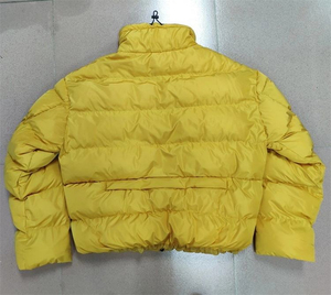 Men's Beige Puffer <b>Jacket</b> With Stand Collar Zipper Closure Windproof Winter Casual Loose Fit Thick Polyester Bomber <b>Jacket</b> - Product Image 5