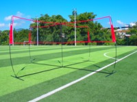 Ensemble de volley-ball 4 poteaux carrés 18x18x8 pieds, équipement de terrain avec structure en acier et fibre de verre, robuste, montage facile pour le plaisir en famille