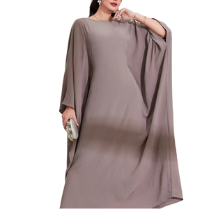 Nueva Llegada, Abaya Elegante de Talla Grande, Manga Larga, Cuello Alto, Moda Musulmana de Oriente Medio, con Cordones, Poliéster Ligero Antiarrugas - Product Image 4