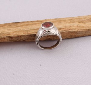 Wholesale 925 Sterling <b>Silver</b> Natural Red Garnet Bezel Setting Classic Party Carved Texture Gemstone <b>Ring</b> <b>Men</b> Women Handmade - Product Image 2