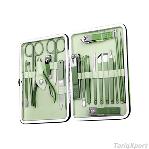 Classic Green Manicure Pedicure <b>Kit</b> 20-Piece Stainless Steel Portable <b>Nail</b> Care Set with Clipper and Tools for Adults - Product Image 6