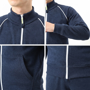 OEM Custom Unisex French Terry Cotton Winter Tracksuit Set for Men <b>Zip</b> <b>Up</b> <b>Jacket</b> & Sweatpants Breathable Lightweight Side Stripe - Product Image 4