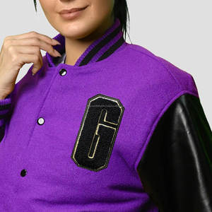 Veste de baseball unisexe en cuir de laine de qualité supérieure veste d'hiver Letterman personnalisée avec revêtement direct d'usine pour femmes - Product Image 3