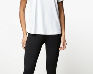T-shirt d'été personnalisé 100% coton biologique pour femme, coupe ajustée, respirant, tendance, haut à manches courtes pour filles, broderie, chemise pour femme - Product Image 5