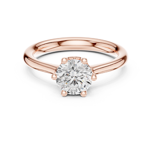 Anillo de Compromiso Clásico con Diamante Moissanita de Corte Redondo de 6 Puntas para Mujer, Anillo de Propuesta Chapado en Oro Rosa de 14K - Product Image 1