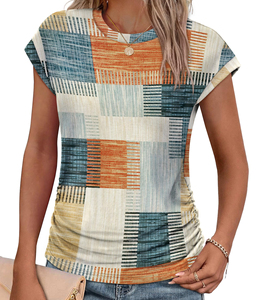 Camiseta de Algodón para Mujer con Estampado Gráfico, Logotipo Personalizado, Camiseta de Manga Corta para Mujer, Suave y Transpirable, Top de Algodón Estampado para Verano - Product Image 1