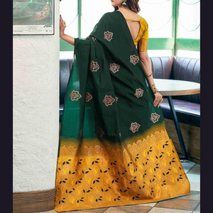 Sari de Invierno para Mujer, Hermosamente Diseñado, para Bodas y Fiestas, Bordado a Mano, Largo hasta el Suelo, Reversible, de Poliéster, Gran Venta - Product Image 1