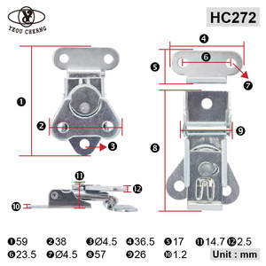 Cierre de pestillo galvanizado de níquel YC HC272 para estuches de vuelo, estuches de herramientas, accesorios duraderos para bolsas, cierre de seguridad para estuches de transporte protectores - Product Image 2