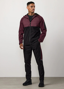 Men's Hooded Puffer <b>Jacket</b> Color Blocking Windproof <b>Zipper</b> Closure Autumn Sporty Style Polyester Material - Product Image 3