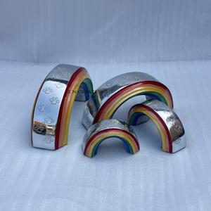 Urne funéraire pour animaux de compagnie de 8 pouces en forme de pont arc-en-ciel avec motif de patte, urne en aluminium gravée pour le stockage des cendres d'animaux, décoration de la maison pour le Nouvel An - Product Image 5