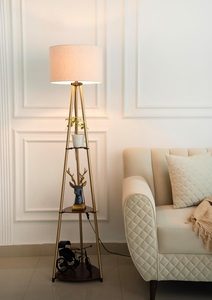 3 <b>Shelves</b> Floor <b>Lamp</b> Wholesale Brass Antique Finish Manufacturer Custom 5 Feet Height Standing Light OEM ODM - Product Image 4