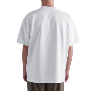 T-shirt en coton blanc surdimensionné pour homme, manches courtes, col rond, coupe décontractée, jersey uni, tissu tricoté, nouveau design - Product Image 5