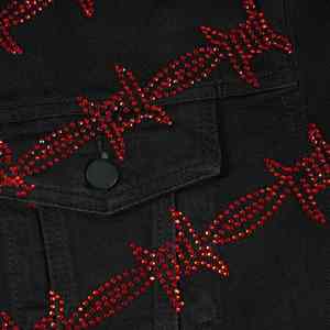 Chaqueta de Mezclilla Moderna para Hombre, Diseño de Diamantes Brillantes, Transpirable, Suave, de Fibra de Alta Resistencia, con Pedrería - Product Image 3