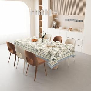 Mantel Rectangular de Algodón 100% Gris con Estampado Floral Hecho a Mano por HappyKraft, de la India (Rajasthan), Ecológico para Uso Doméstico - Product Image 3