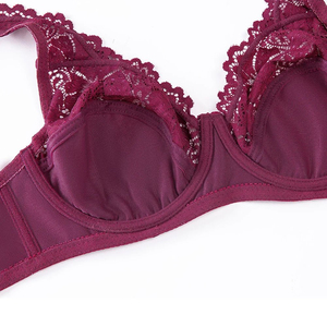Women's Sexy New Hot Gorgeous Embroidery Floral Lace Brassiere Front Closure Wire-Free Plunge Lingerie with Cup Logo Women <b>Bras</b> - Product Image 2
