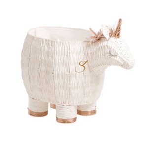 Cesta de Almacenamiento de Jacinto de Agua con Patas, Diseño de Unicornio, Blanca, Tejida, Organizador de Juguetes, Decoración para Cuarto de Niñas - Product Image 4