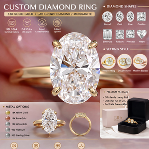 Anillo de Compromiso con Diamante Cultivado en Laboratorio de Corte Ovalado, Halo Oculto, Anillo Solitario de Oro con Diamante, Anillo de Novia Minimalista para Mujer - Product Image 4