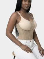 Vêtements de compression pour femmes en gros, gaine amincissante post-chirurgicale effet sablier avec manches, bordure en dentelle, bonne élasticité