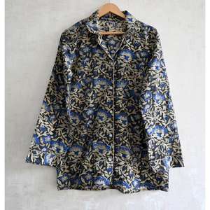 Ensemble de pyjama élégant en coton imprimé à la main pour femmes, vêtements de nuit confortables pour un confort quotidien - Product Image 2