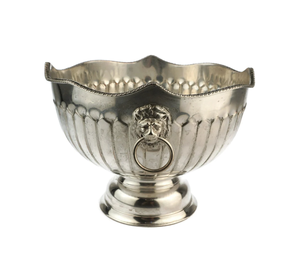Bol sur piédestal vintage plaqué argent avec poignées en forme de tête de lion, décoratif, pour punch aux fruits, centre de table, décoration intérieure - Product Image 6