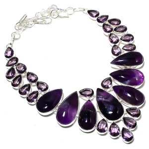 Amethyst Pear Cut <b>Statement</b> <b>Necklace</b> 925 Sterling Silver Plated Women's Bohemian Style Engagement Jewelry Link Chain Beautiful - Product Image 1