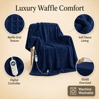 Plaid chauffant 50x60 pouces, tissage gaufré, 12 niveaux de chaleur, chauffage rapide, protection contre la surchauffe, vente en gros usine