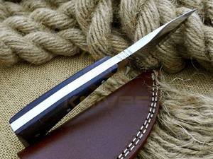 Cuchillo de desollar hecho a mano de acero inoxidable, cuchillo de caza de hoja fija, mango ergonómico de madera, cuchillo para acampar al aire libre con funda. - Product Image 5