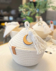 Durable Handmade Wicker Gift <b>Hamper</b> <b>for</b> Festive Decorations and Treats Stylish Ramadan Eid Gergean Cotton Basket - Product Image 2