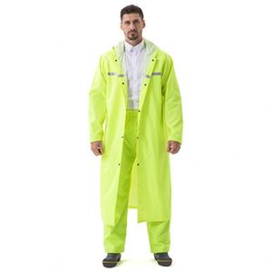 Poncho de pluie unisexe à capuche longue orange, imperméable, avec bande réfléchissante, veste pull pour adultes, utilisation en extérieur - Product Image 2