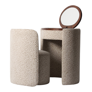 France <b>Desk</b> Roxenne Beige Leopard Dressing Table Bedroom Adult Vanity Table with Mirror & <b>Stool</b> Upholstered Vanity Wholesale - Product Image 3