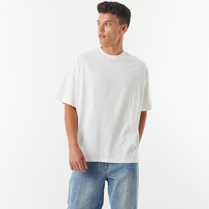Camiseta Blanca Extra Grande de Algodón para Hombre, Cuello Redondo, Manga Corta, Estilo Casual, Color Sólido, Diseño Liso, Largo Regular - Product Image 2