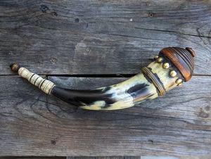 Flacon à poudre artisanal en corne de buffle écologique, style nautique vintage, pour la chasse, bouteille en corne naturelle, cadeau d'affaires traditionnel - Product Image 3