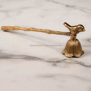 Rustic Brass <b>Candle</b> Snuffer With Bird Perch Design Hand Tool For <b>Candles</b> - Product Image 1