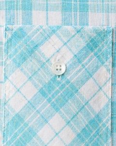 Camisa casual a cuadros azul cielo y blanco para hombre, corte ajustado, manga larga, con botones, de algodón ligero, estilo veraniego. - Product Image 4