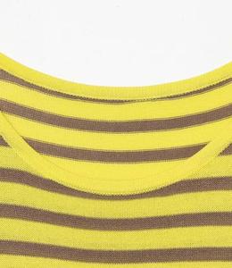 Men's Eco-Friendly Polyester Short Sleeve O-Neck Striped Knitted <b>T</b>-<b>Shirt</b> Regular Fit Casual Wear Yellow Brown Patterned Design - Product Image 4