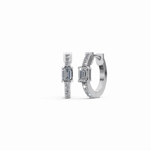 Sophisticated <b>Emerald</b> Cut Diamond <b>Earrings</b> with White <b>Gold</b> Settings and GIA Certified Natural Diamonds for Bridal Accessories - Product Image 5