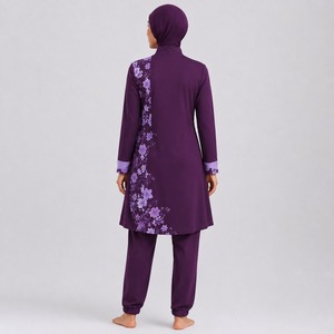Modest Burkini Set for Women Comfortable Casual Muslim Swimwear with Full Coverage Long Sleeve <b>Top</b> Swim Pants Modest Burkini Set - Product Image 3