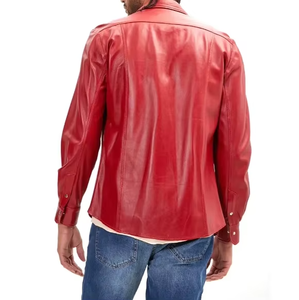 Chemises pour hommes en cuir véritable, style décontracté, fabriquées en usine, nouvelle collection 2026, style streetwear ample, en véritable peau d'agneau respirante - Product Image 2