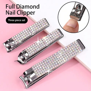 Ensemble de 3 coupe-ongles entièrement sertis de diamants, coupe-ongles en acier inoxydable avec strass, design élégant, portable - Product Image 5
