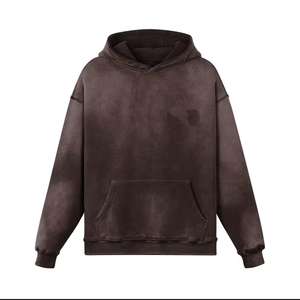 Sweat à capuche 100% Coton pour Homme, délavé à l'acide, à manches longues, coupe oversize, style streetwear, épaules tombantes, pour l'entraînement et le sport - Product Image 2