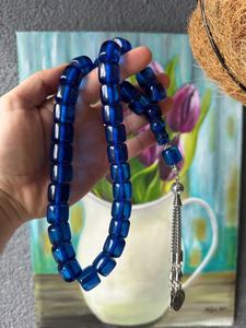 Tasbih musulman islamique en résine turque fait main, 33 perles bleues, motif ange, écologique, personnalisable, artisanat intemporel pour la maison - Product Image 5