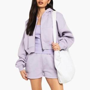 Nouvel ensemble deux pièces pour femme été 2025 : haut et short en coton 100 % respirant, coupe droite, manches longues, boutonné, couleur unie - Product Image 5