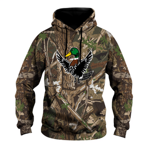 Duck Camouflage Winter Hoodie Hunting Style Polyester/Nylon Fleece Pullover Sweatshirt with Embroidered OEM ODM Customization - Product Image 2