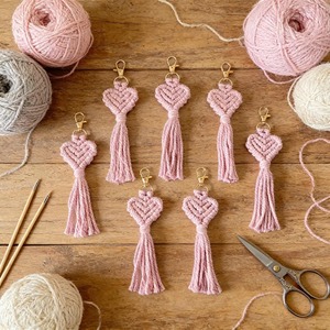 Premium Heart Macrame Keychain Handmade Artistic Rope Keyring Bag Charm For Stylish Everyday Use <b>Accessory</b> From India - Product Image 6