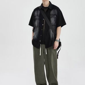 OEM <b>Mens</b> Denim Jean <b>Jacket</b> Casual Outwear Fall <b>Jacket</b> Denim Button up Coat Oversize Denim <b>Jacket</b> for <b>Men</b> acidwash fashion casual - Product Image 2